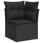 Set Divano da Giardino con cuscino 9 pcs Nero Poly Rattan