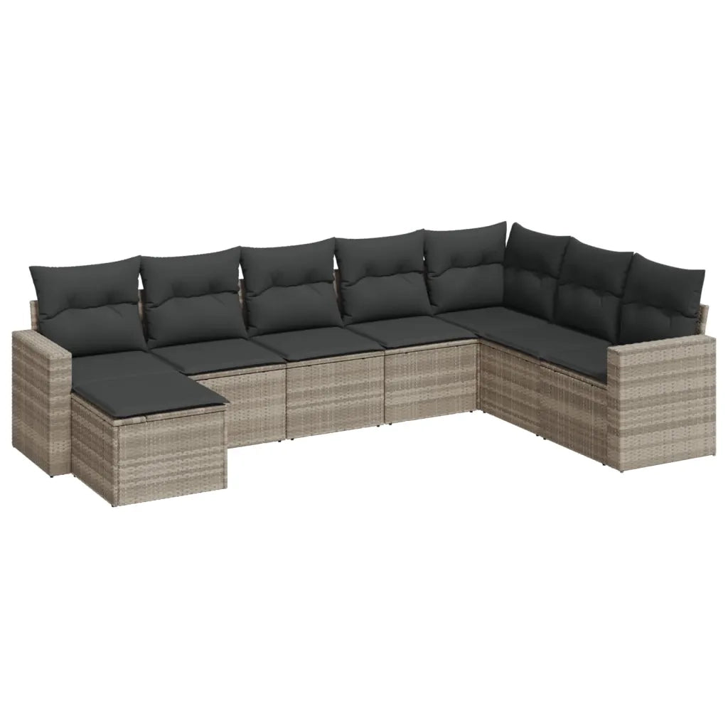 Set Divano da Giardino 8pz con Cuscini Grigio Chiaro Polyrattan 3219352