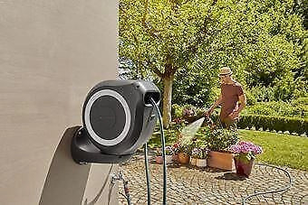 Gardena RollUp M Rocchetto montato a muro Automatico Nero, Blu, Grigio