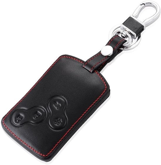 Elegante hanger per chiave in pelle per 4 chiavi - Adatto per modelli Renault come Clio, Megane e Duster - Design nero e rosso