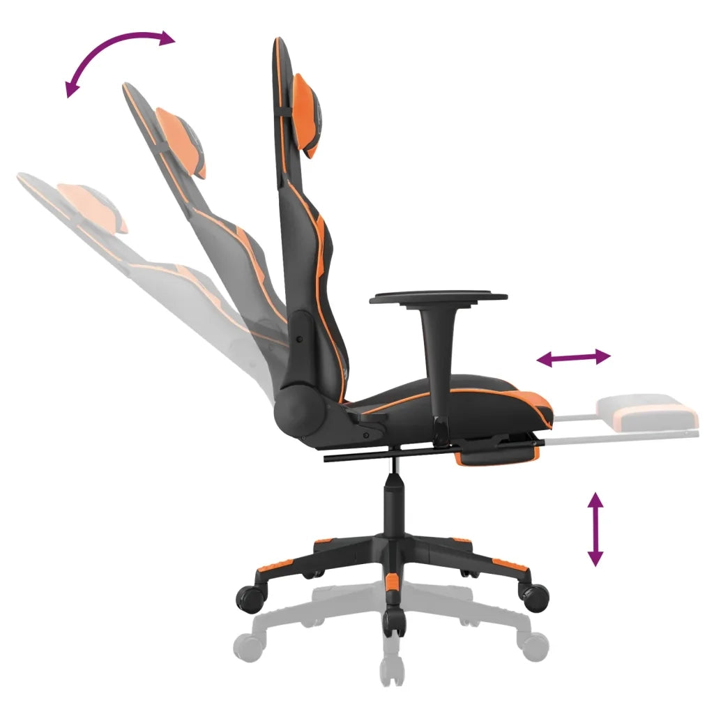 Sedia da Gaming | Sedia da e-sports con Poggiapiedi Nero e Arancione in Similpelle