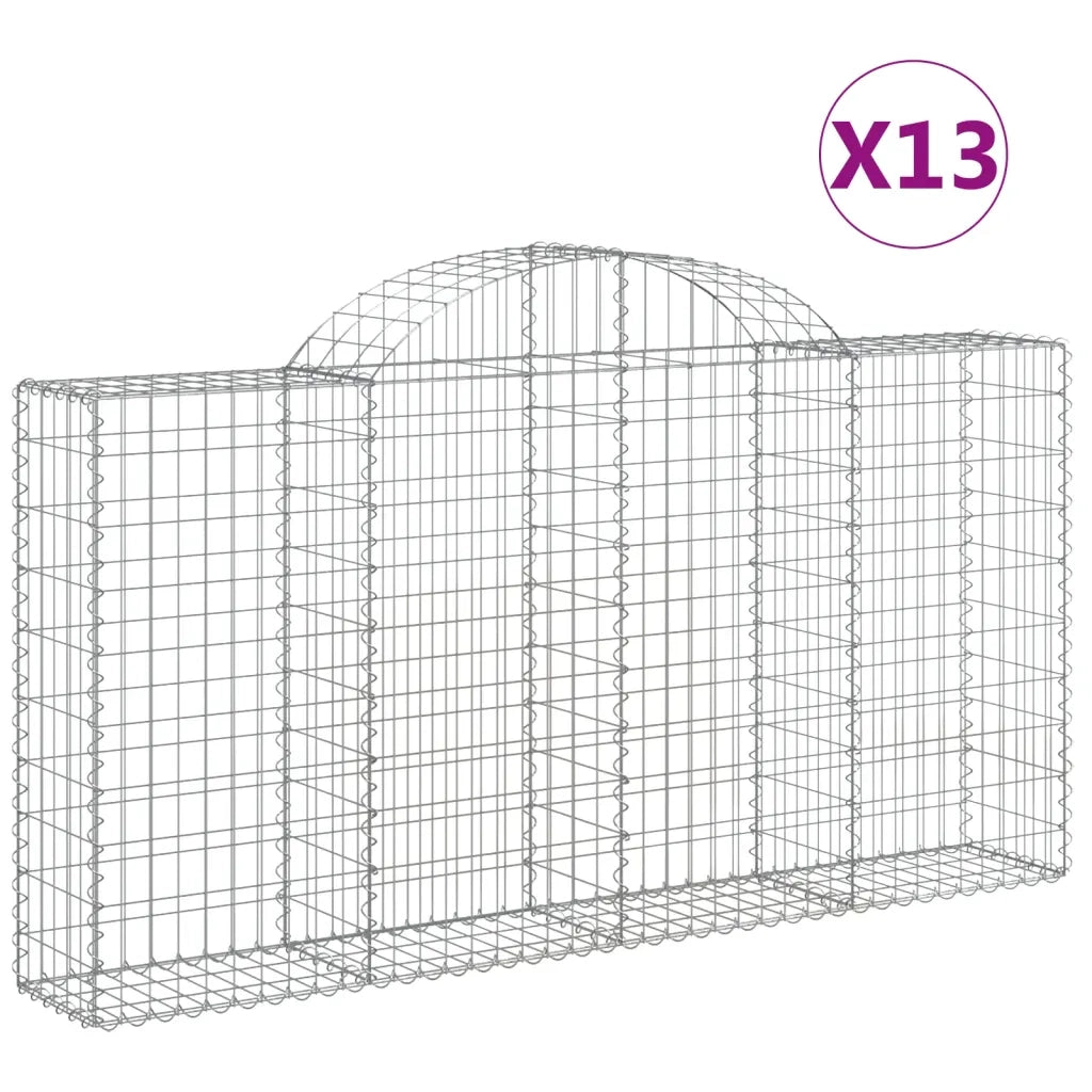 Cesti Gabbioni ad Arco 13 pz 200x30x100/120 cm Ferro Zincato 3146121