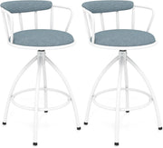 Set di 2 Sgabelli da Bar, Sgabelli Imbottiti con Schienale, Poggiapiedi e Struttura in Metallo, Portata 150 kg, Sedie Moderne per Isola da Cucina, Bar di Casa e Sala da Pranzo