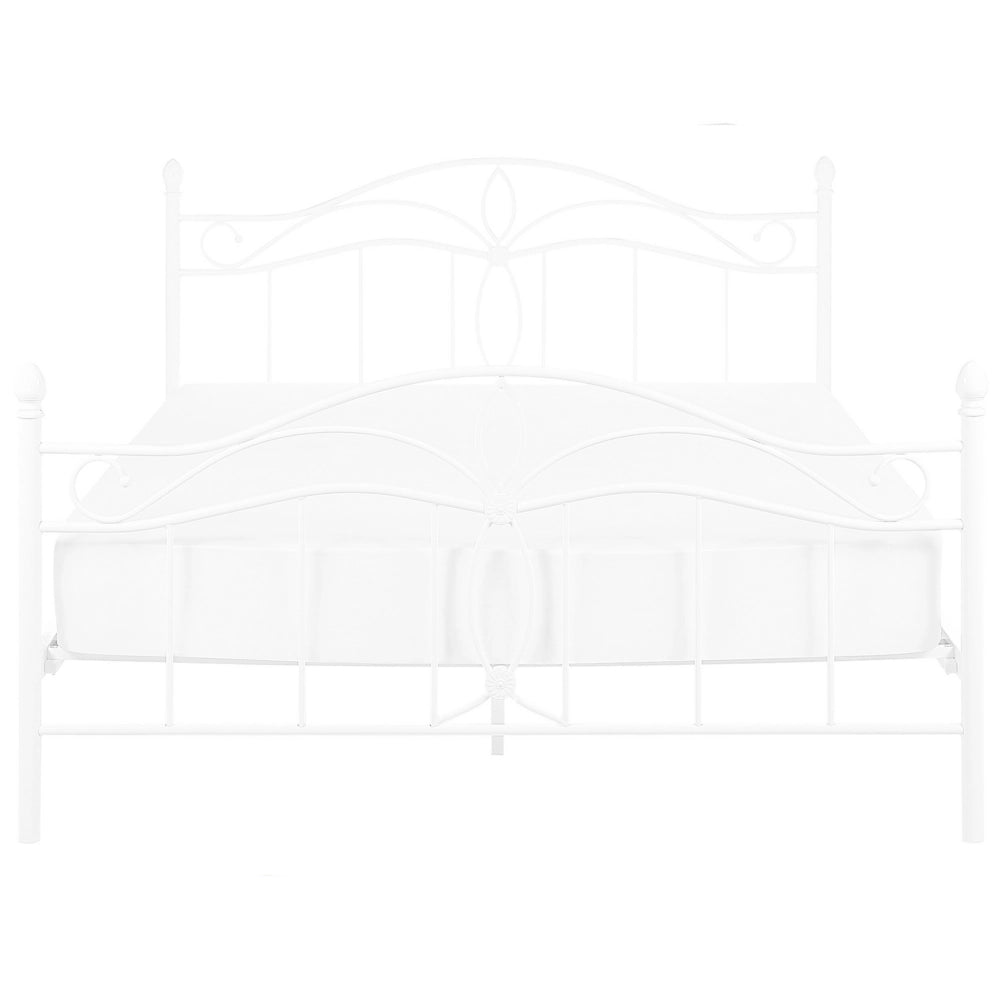 Letto Bianco Doppia Dimensione 140 x 200 cm Metallo stile Vintage
