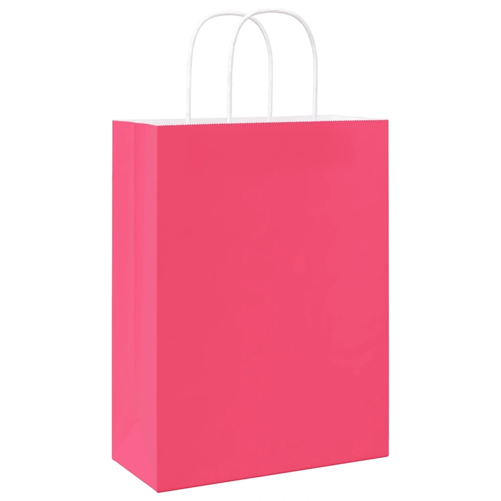 Sacchetti di Carta 250 pz con Manici Rosa 26x12x35 cm