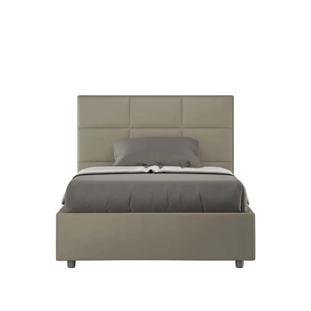 Letto una piazza e mezza senza rete imbottito 120x210 similpelle cappuccino Mika
