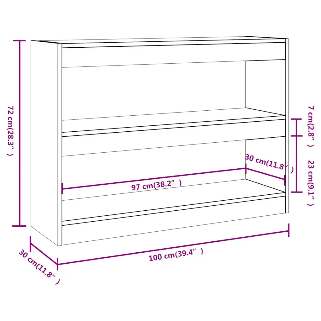 Libreria Divisorio-Scaffale per Libri-Mobile di Stoccaggio Rovere Fumo 100x30x72 cm
