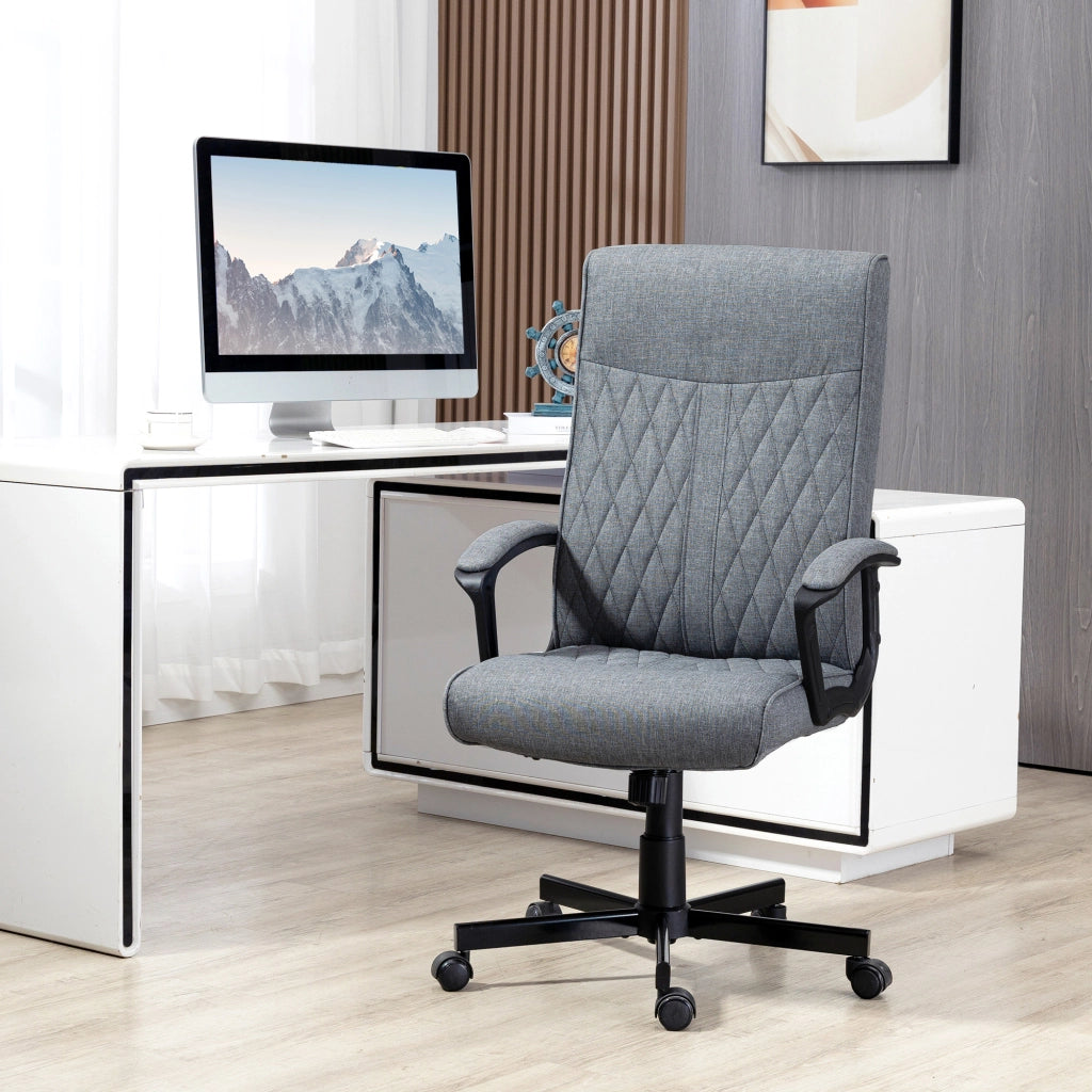 Sedia da Ufficio Girevole con Schienale e Altezza Regolabile ¨C Zephmum ¨C Grigio 65x72x102-112.5cm