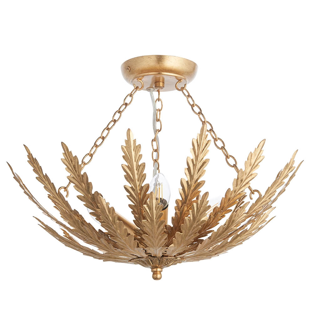 Plafoniera Art Déco foglie oro 3xE14 Endon Delphine