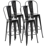 Sgabello da Bar con Schienale ¨C Zephmum ¨C Struttura in Metallo, Colore Nero, Altezza Seduta 76 cm