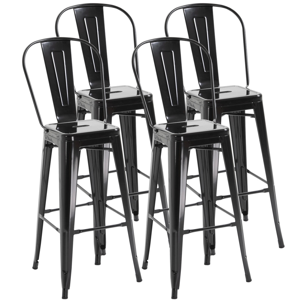 Sgabello da Bar con Schienale ¨C Zephmum ¨C Struttura in Metallo, Colore Nero, Altezza Seduta 76 cm