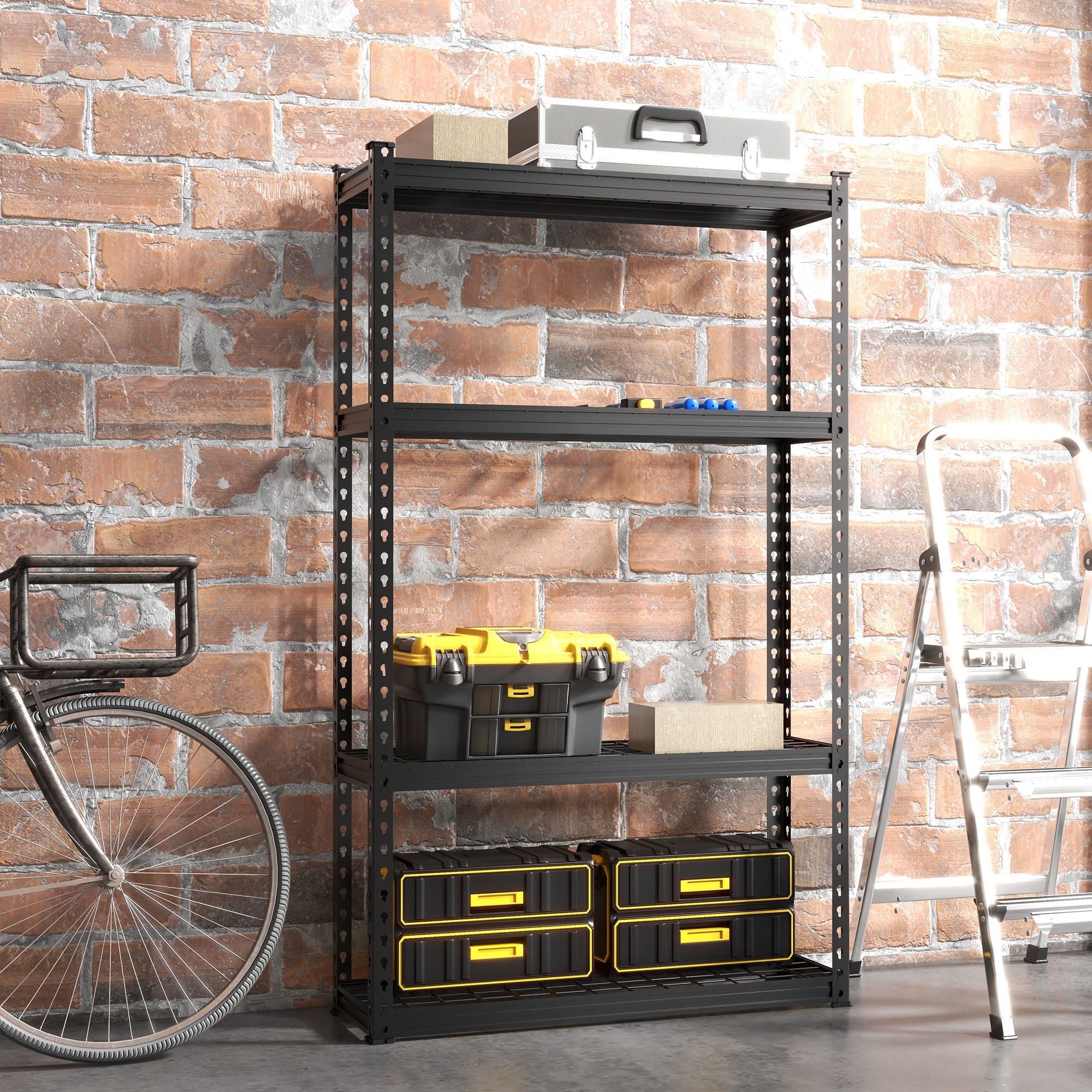 Scaffale 4 Ripiani 70x30x152 cm in Metallo Nero