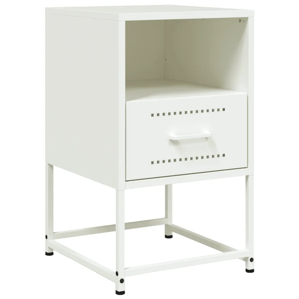 Comodino | Armadio da Notte | Mobiletto da notte Bianco 36x39x60,5 cm in Acciaio