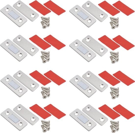 Magnetismo Autoadesivo per Porte per Mobili - 8 Pezzi - Magnete Robusti con Adesivo Bicomprensorio e Viti