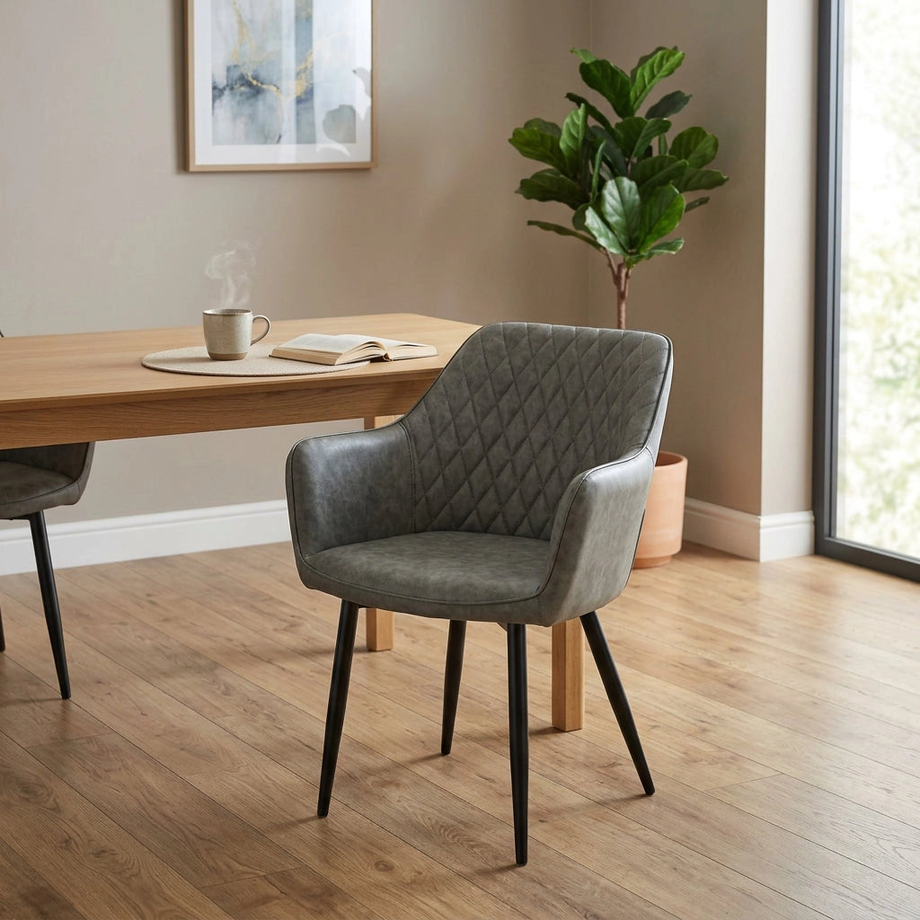 Poltrona per Sala da Pranzo in Ecopelle Metallo cm 48x62x83 - ROBIN