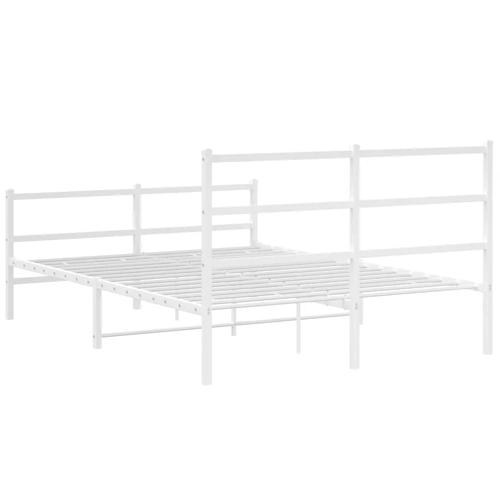 Giroletto con Testiera e Pediera Metallo Bianco 140x190 cm 355432
