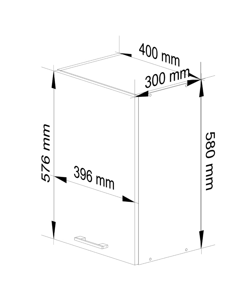 Mobile da cucina pensile sistema AKORD OLIWIA Bianco 40 cm 1 anta inserto frontale Cemento 40x30x58 cm
