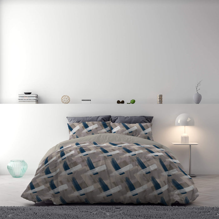 Copripiumino Matrimoniale con Stampa sul Sacco e Federe Doubleface Pennellate