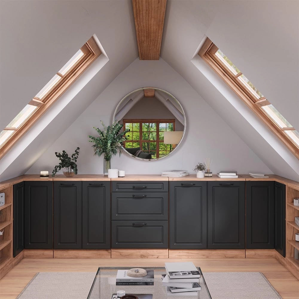 Mobile per mansarda Rion, Antracite casa di campagna, 80 x 81.6 cm senza inclinazione con 2 ante