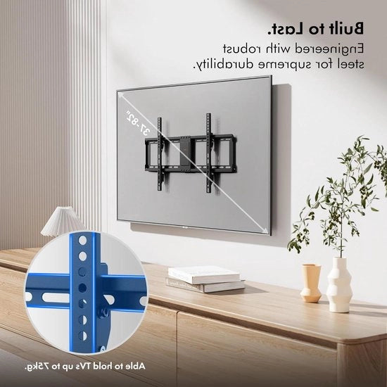 Muovibile per TV Ultra Sottile 32-65" con inclinazione e livellamento per TV LED LCD 3D Curva a schermo pieghevole - sostenibile fino a 75 kg - VESA 600x400