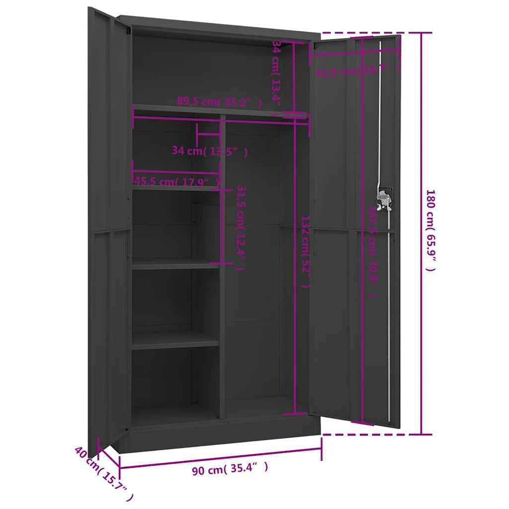 Armadio con Ripiani Antracite 90x40x180 cm in Acciaio CFW5130036