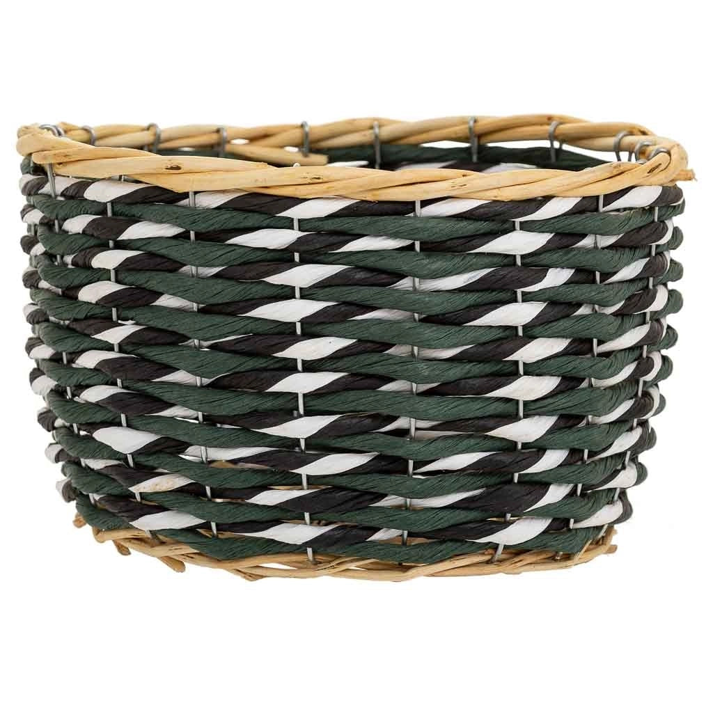 Cesto in legno e corda di carta verde D25x14,5