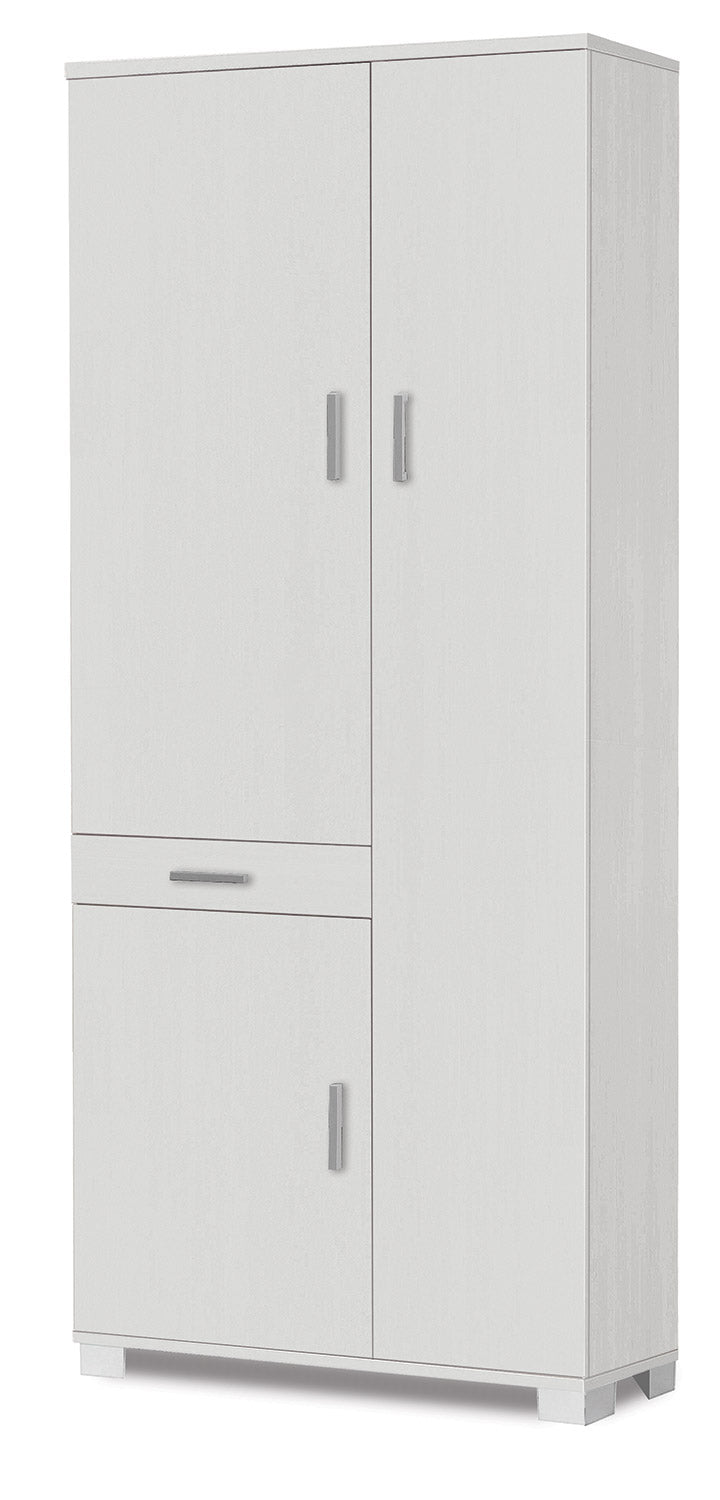 Armadio 3 Ante 1 Cassetto 77x178x34 cm Bianco Fiammato