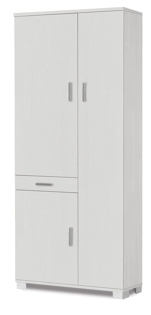 Armadio 3 Ante 1 Cassetto 77x178x34 cm Bianco Fiammato