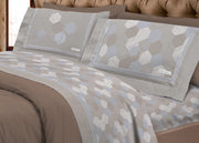 Completo Lenzuola Letto Calda Flanella 100% Cotone Disegno Bologna - Singolo - Beige
