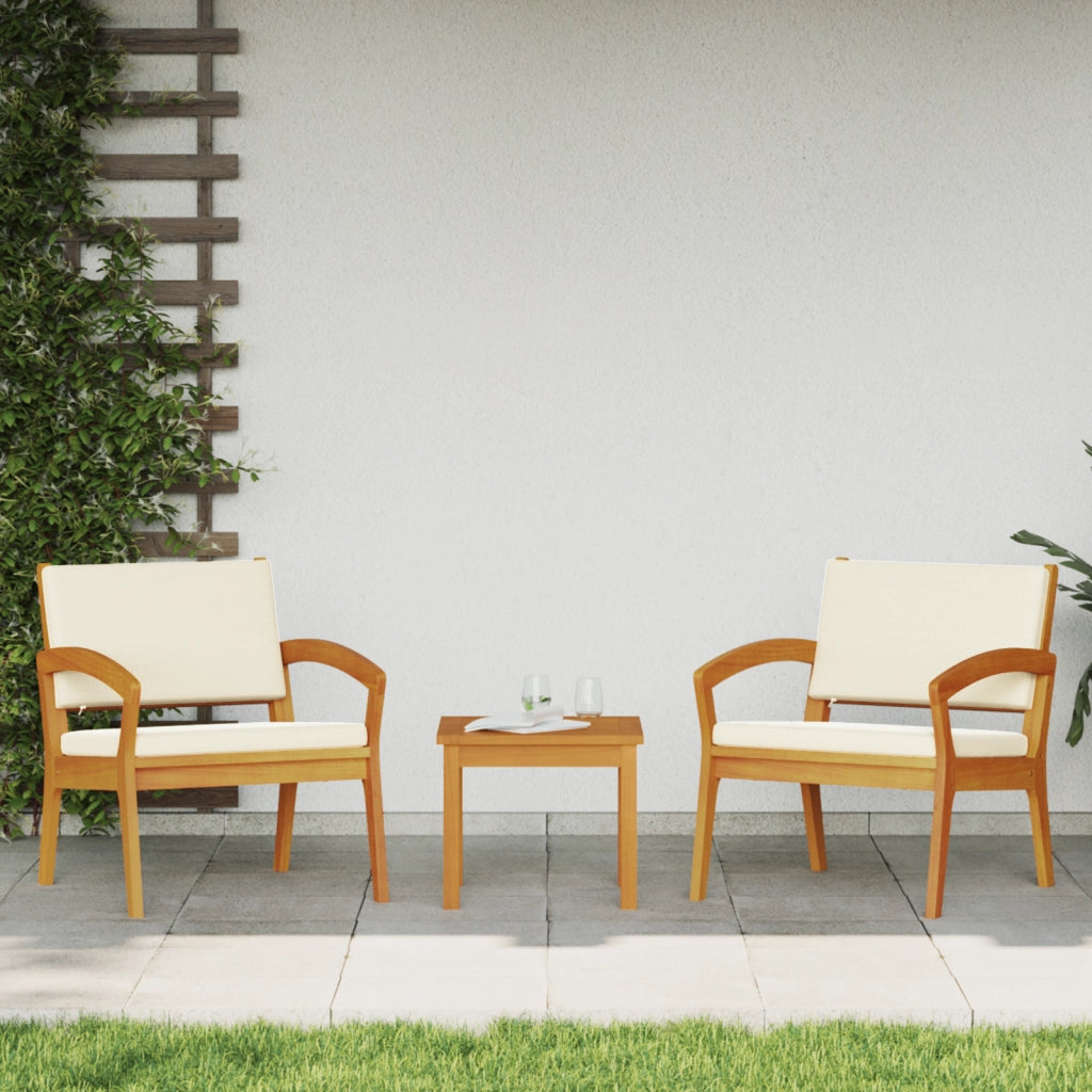 Set Bistro da 3 pezzi di con Cuscini - Realizzato in Legno Massello di Acacia