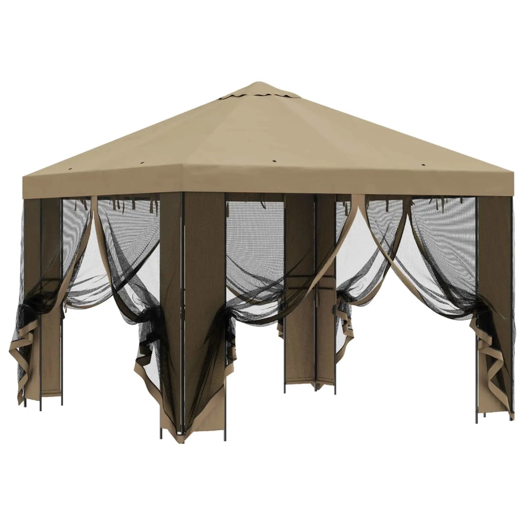 Gazebo da giardino con pareti laterali 3 x 3 m Beige