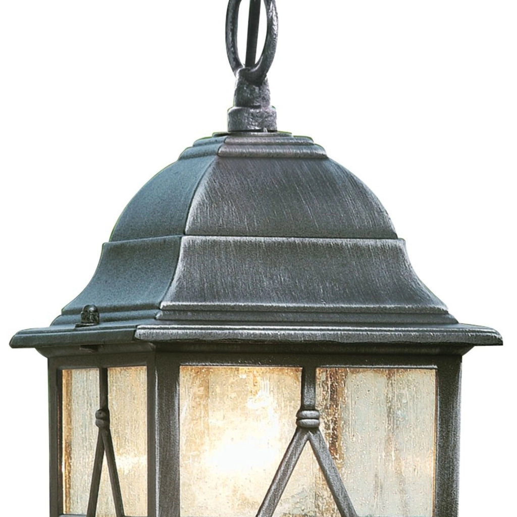 Sospensione Vintage - Decò Genova Alluminio Nero Vetro Argento 1 Luce E27