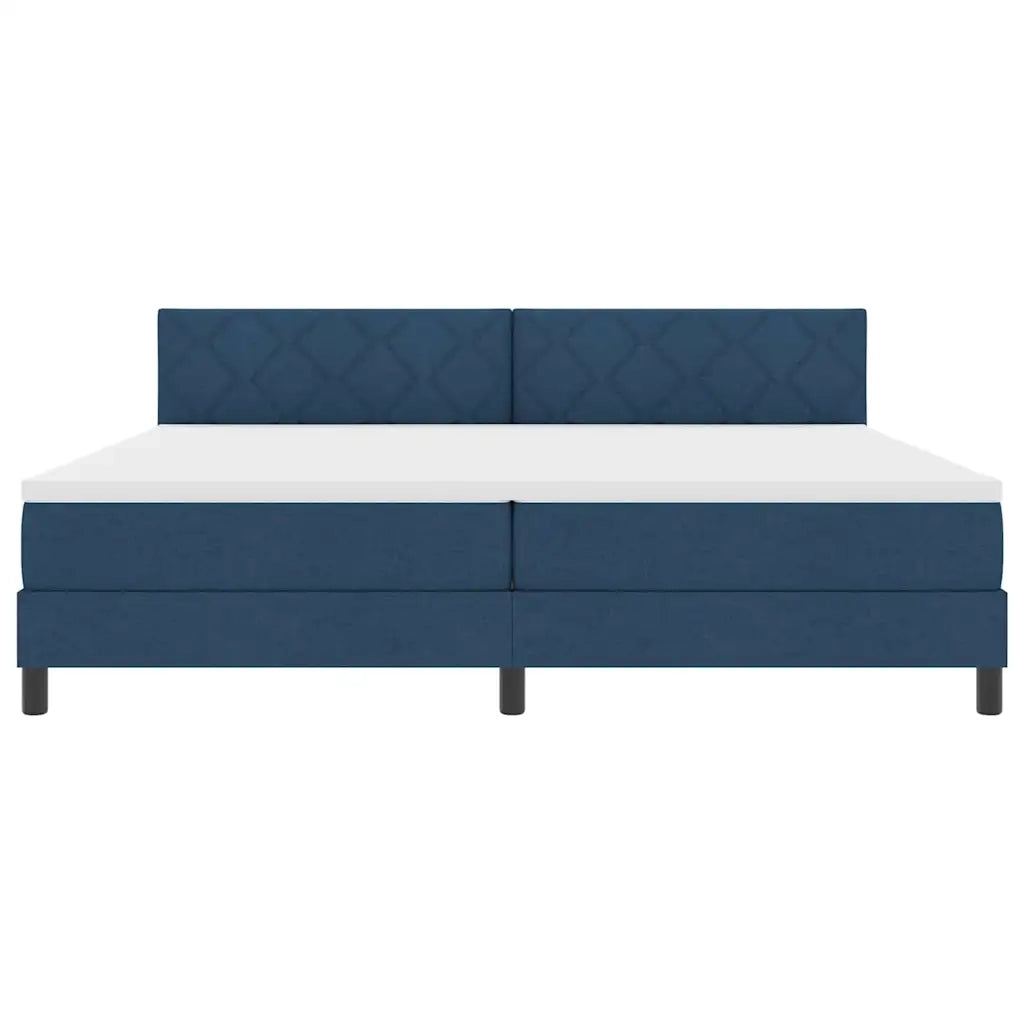Letto a molle con testiera Blu 200 x 200 cm Tessuto 3338796