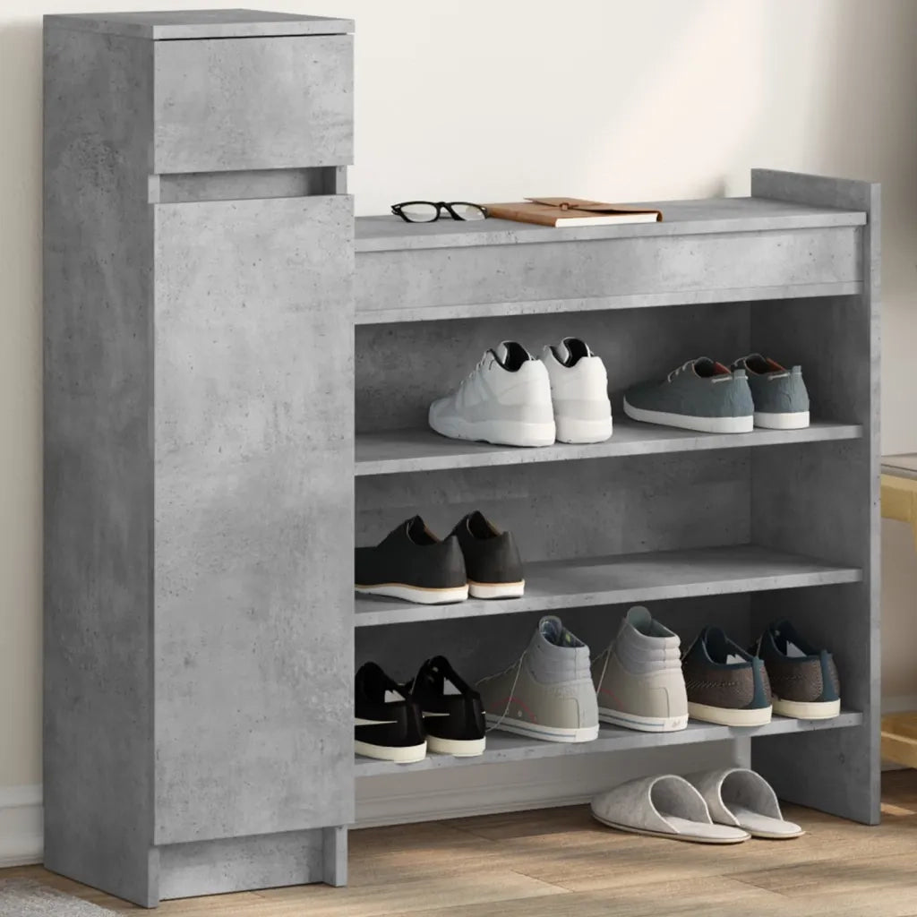 Scarpiera-Scaffale per scarpe Grigio Cemento 100,5x28x100 cm in Legno Multistrato