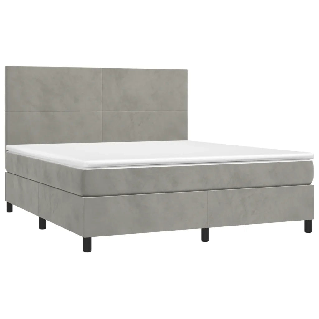 Letto a Molle Materasso e LED Grigio Chiaro 180x200 cm Velluto 3136017