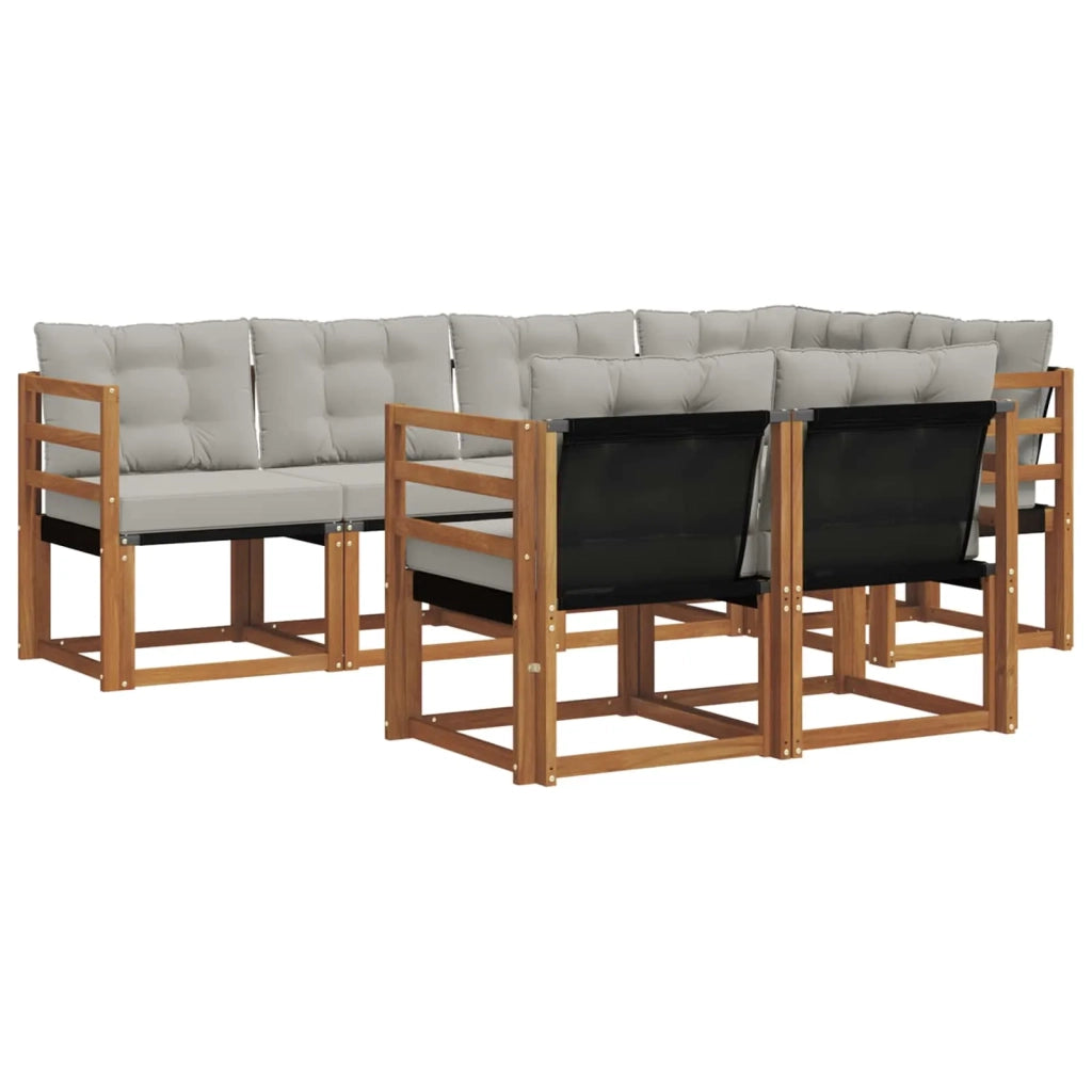 Set di divani da esterno 7 pcs Grigio Naturale e Chiaro