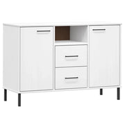 Buffet credenza cassettiera mobiletto mobile contenitore organizer per cucina soggiorno salotto con gambe in metallo 113 x 40 x 77 cm legno massello bianco 02_0030093
