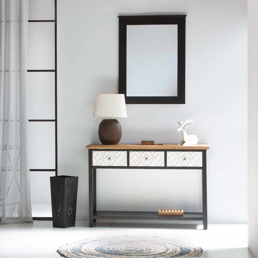 Mobile da ingresso in legno con 3 cassetti 120x40x81