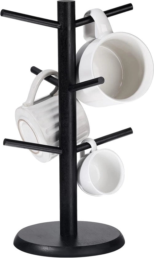 Sistema di Supporto per Tazze da Caffè - 14 Pollici - Raccogli Tazze per Tavolo con 6 Ganci - Supporti per Tazze da Caffè Removibili