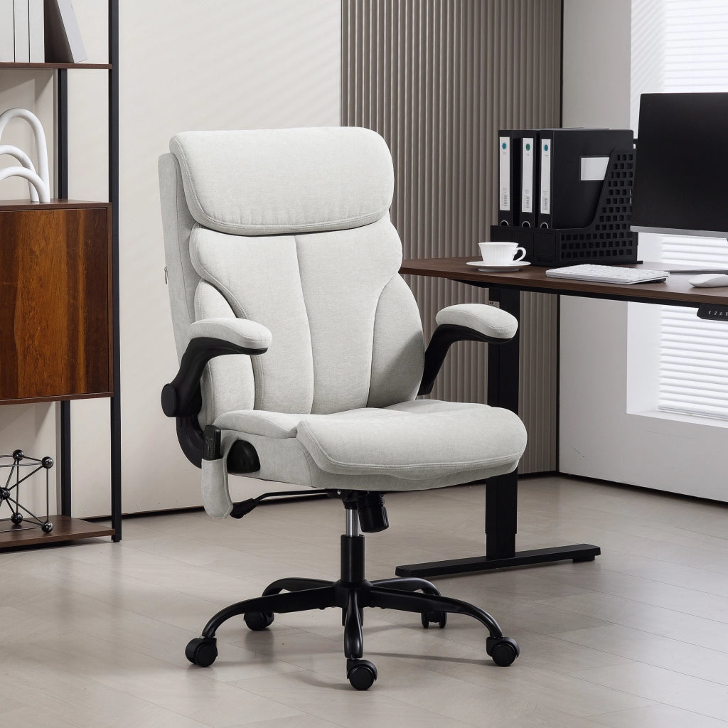 Sedia da Ufficio Imbottita con Braccioli Regolabile in Altezza ¨C Zephmum ¨C Grigio 66x67x113-121 cm