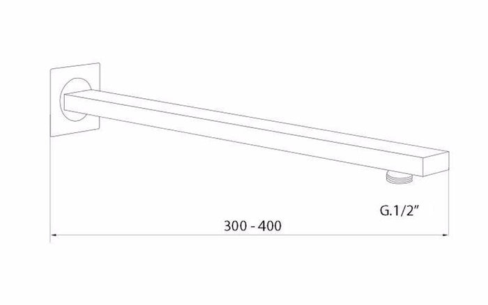 Braccio sostegno doccia in ottone quadro cm 30