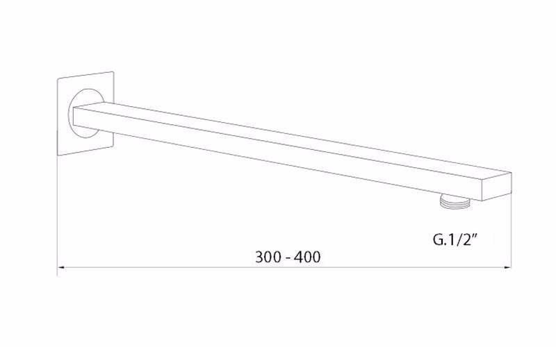 Braccio sostegno doccia in ottone quadro cm 30