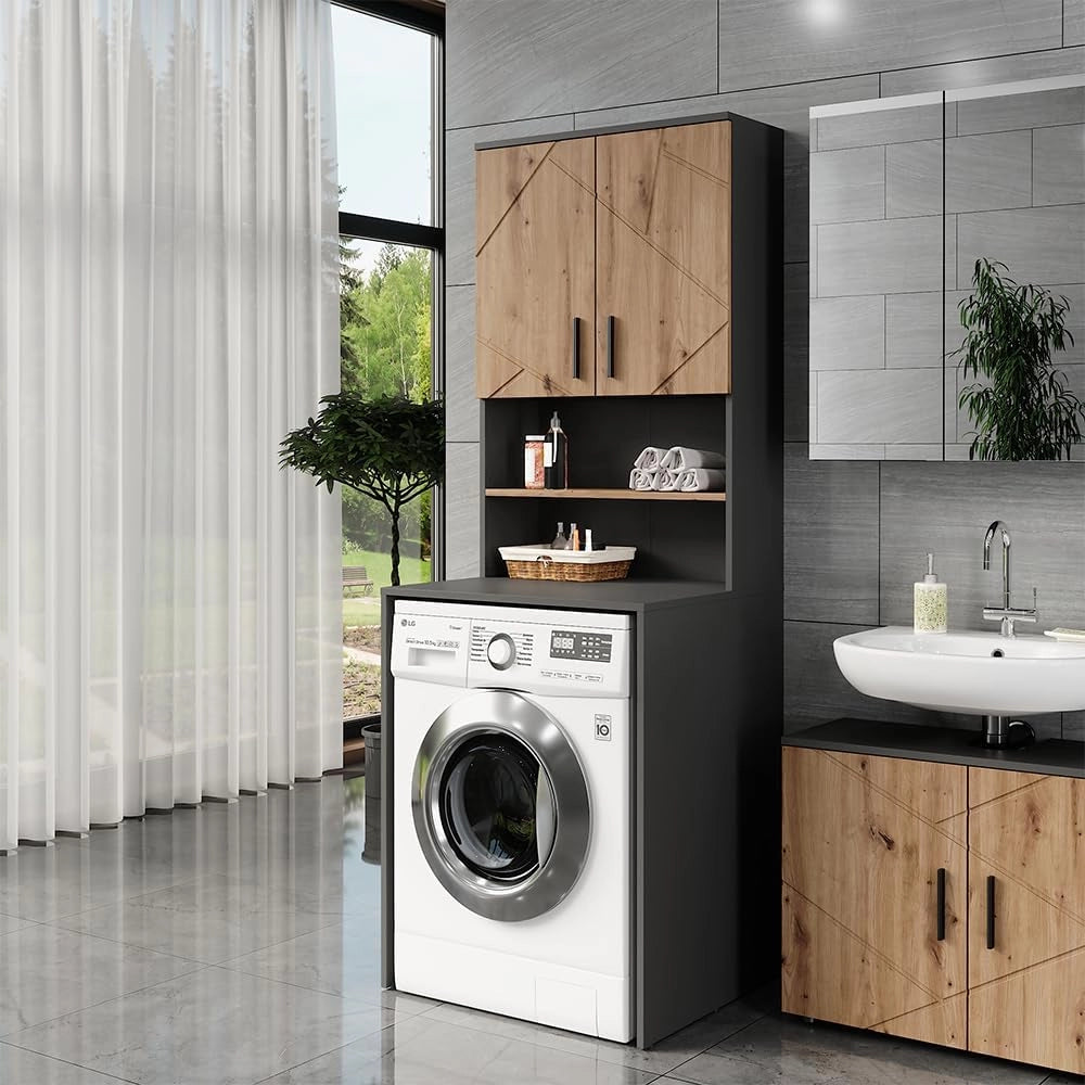 Struttura per mobile lavatrice Irma, Antracite/Artisan, 68 x 103.5 cm con 2 porte