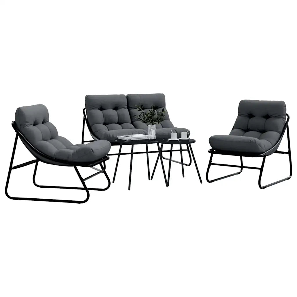 Set da Pranzo per Giardino 5 pcs Nero Acciaio 3378837