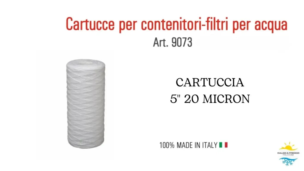 Cartuccia filtrante in Polipropilene filo Avvolto per filtro da 5" - filtrazione 20 Micron