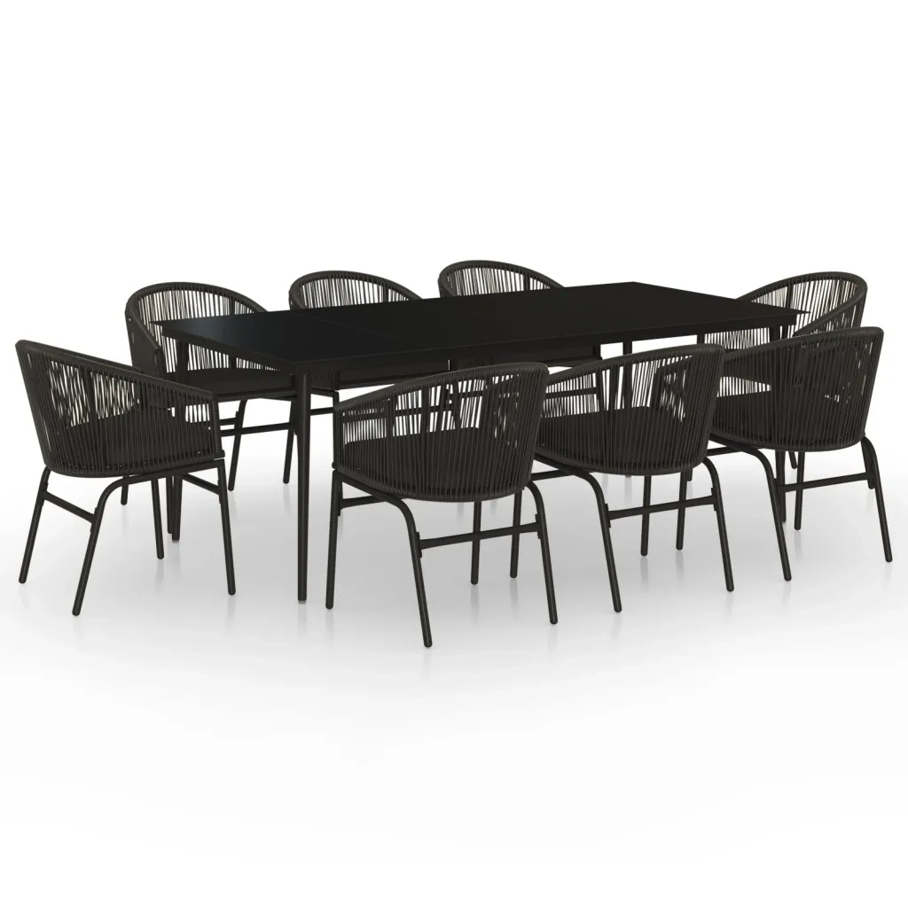 Set Mobili da Pranzo da Giardino 9 pz Nero cod mxl 42152
