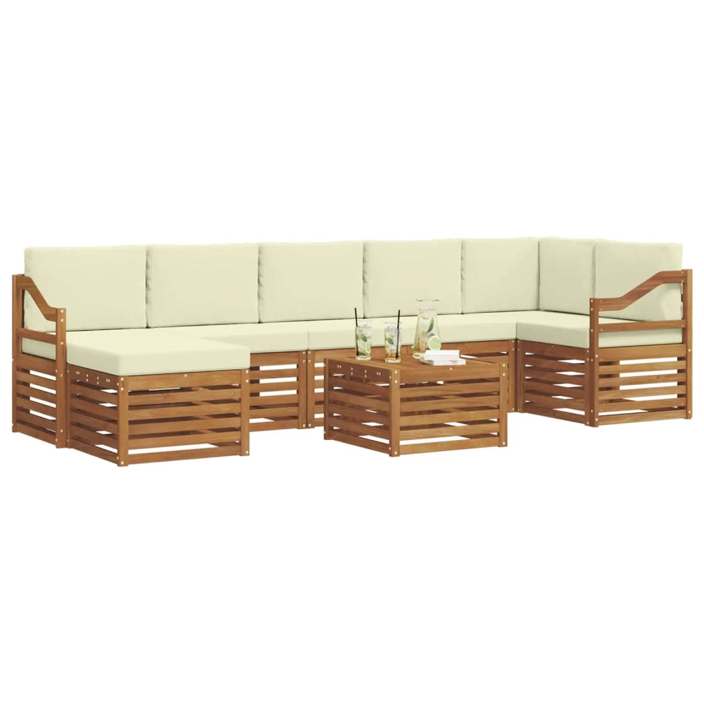 Set di divani da esterno 8 pz Naturale e Crema 3375225