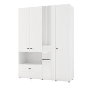 Armadio Camera da Letto Omete, Guardaroba Grande 4 Ripiani, 155x208h cm Bianco Opaco