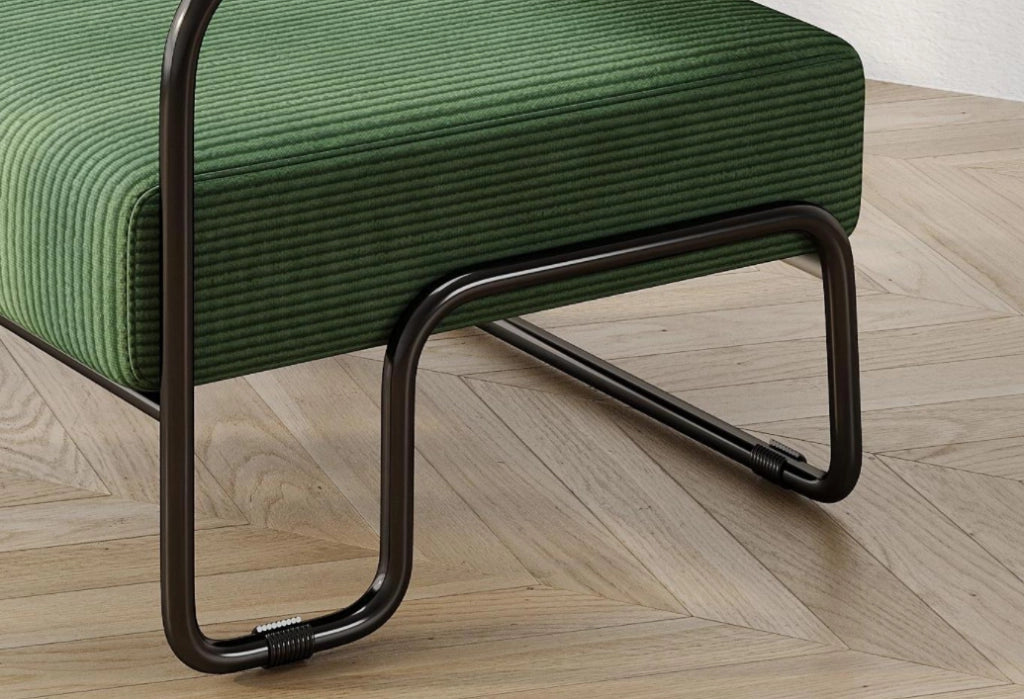 Poltrona Lounge Moderna ¨C MINIMAL ¨C Velluto a Coste, Struttura in Metallo Nero