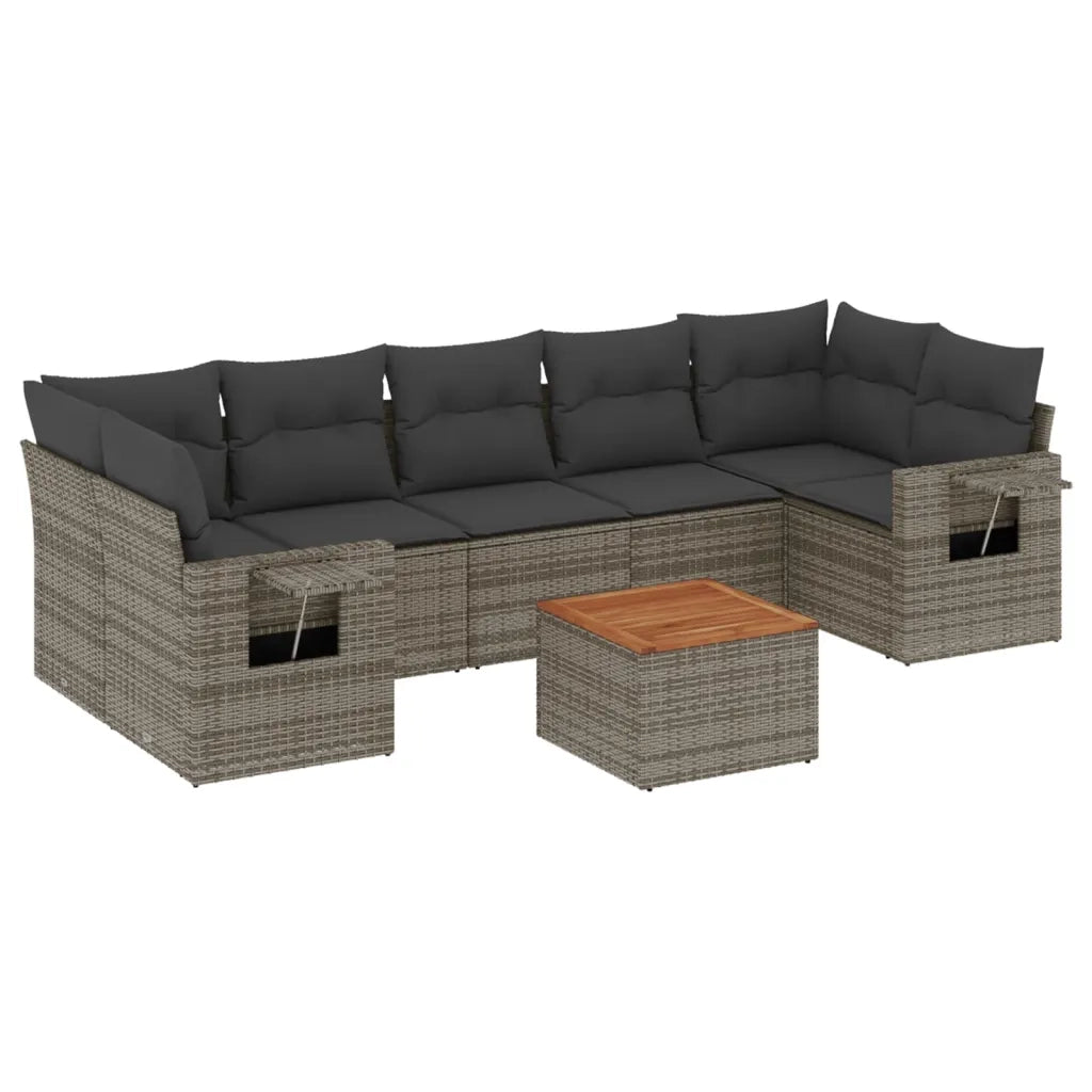 Set Divano da Giardino 8 pz con Cuscini Grigio in Polyrattan 3256809